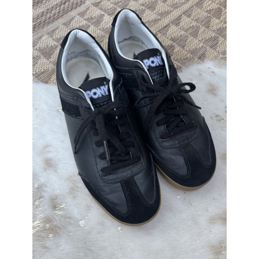 Vintage Pony Black Leather/Suede Low Top Turf MX'77 Shoe Mens 10 Retro